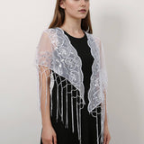 ETHNIC CLASSIC PEACOCK TASSEL TRIANGLE SHAWL_CWMM1998