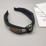 Wide Embroidered Double Knot Headband