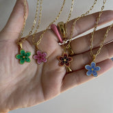 FLOWER DROP OIL FLOWER PENDANT NECKLACE_CWAJE1593