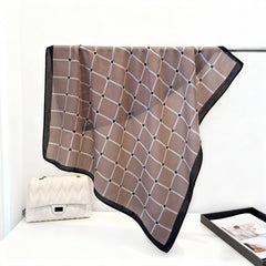 Elegant Plaid Satin Square Neck Scarf Wrap_Cwasc03320