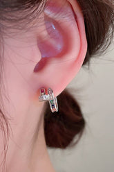 COLORED GEM DECKED C TYPE DANGLE EARRINGS_CWAJE0309