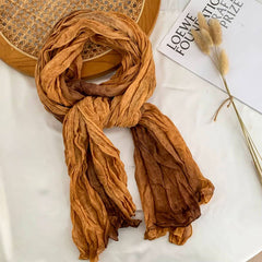 Cotton Linen Color Block Crinkle Scarf Shawl_Wj0414-03
