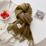 DOUBLE SIDED FAUX CASHMERE SCARF SOLID COLOR SHAWL_CWASC0968