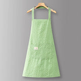 Cotton Striped Grid Kitchen Apron With Pocket_Cwmm10095