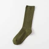 SOLID COLOR VERTICAL STRIPES COTTON CREW SOCKS_CWMS074