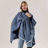 SHAWL KNITTED SOLID COLOR OBLIQUE STRAP CAPE_CWASC2172