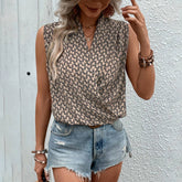 Wrap A Sleeveless Printed Shirt