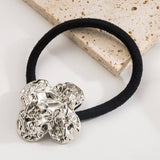 Unique Metal Textured Geometric Flower Hair Tie