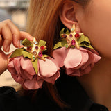 HANDMADE STARFISH FLORAL RHINESTONE EARRINGS_CWMM6177