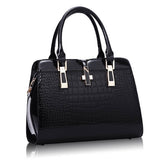 Patent Leather Top Handle Crocodile Shoulder Bag_Cwab2669