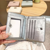 Minimalist Crackle Bifold Wallet With Zipper_Cwab06218