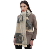 LETTER JACQUARD SCARF WINTER SHORT FRINGE WRAP_CWASC0863