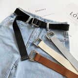 CANVAS SIMPLE DOUBLE BUCKLE DECORATIVE BELT_CWABE0661