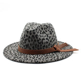 LEOPARD PRINT JAZZ HAT WOOLEN HAT WIDE BRIM HAT_CWAH2544