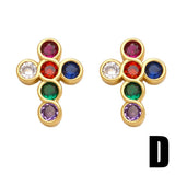 COLORED ZIRCON CROSS EARRINGS_CWAJE0987