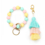Womens Tassel Silicone Bead Keychain Bracelet_Cwab5029