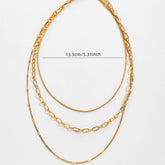 FASHIONABLE PRESSED PAPER CLIP THREE LAYER NECKLACE_CWMM3694