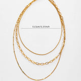 FASHIONABLE PRESSED PAPER CLIP THREE LAYER NECKLACE_CWMM3694