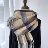 PLAID FAUX CASHMERE MID LENGTH SCARF FOR WINTER_CWASC1456