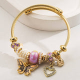 Trendy Stainless Steel Butterfly Heart Bracelet_Cwmm8505