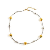 Two-Tone Gold Silver Stainless Steel Necklace_Cwmm8878
