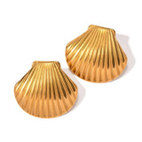 CREATIVE OCEAN SERIES GOLD SHELL EARRINGS_CWAJE1797