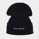 MOM DAD COUPLE KNITTED HAT WITH LETTER EMBROIDERY_CWAH2071