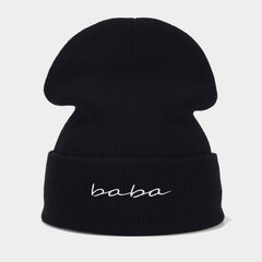 MOM DAD COUPLE KNITTED HAT WITH LETTER EMBROIDERY_CWAH2071