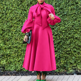 LANTERN SLEEVE HIGH WAIST BOW OVERSIZED DRESS_CWDMD3664