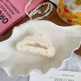 CUTE ACRYLIC FLORAL PLAID BOW HAIR CLIP SHARK CLIP_CWAHA2632