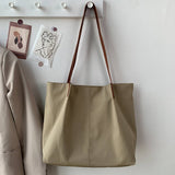 LITERARY SIMPLE SOLID COLOR SHOPPING CANVASBAG_CWAB2124