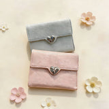 Solid Color Heart Trifold Slim Short Wallet_Cwab06199
