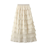 POLKA DOT MESH CAKE SKIRT ONE STEP LONG SKIRT_CWBMS0305