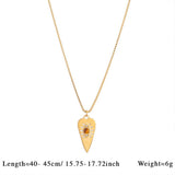 Vintage Stone Pendant Necklace Stainless Steel_Cwmm8874