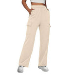 Solid Color High-Waisted Straight Leg Cargo Pants