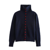 Versatile Turtleneck Single-Breasted Sweater