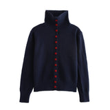 Versatile Turtleneck Single-Breasted Sweater