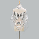 LACE BUTTERFLY EMBROIDERED TRIANGLE SHAWL_CWMM1994