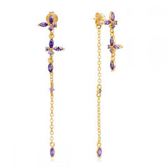GEOMETRIC ZIRCON OCTAGONAL CHAIN EARRINGS_CWAJE1722