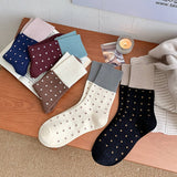 CONTRAST COLOR RETRO POLKA DOT SOCKS_CWMS0962