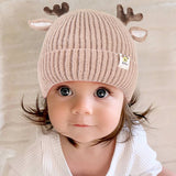 CHRISTMAS DEER LABEL CHILDRENS KNITTED HAT_CWAH1752