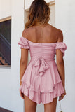 Solid-Color One-Shoulder Lantern-Sleeved Dress