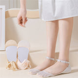 Women Pearl Lace Solid Color Invisible Socks_Cwms0495