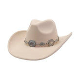 Western Ethnic Wool Felt Cowboy Fedora Hat_Cwah04444