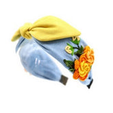 HAND EMBROIDERED CAMELLIA BOW HEADBAND WITH DAISY_CWMM6125