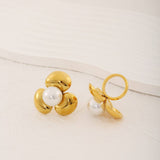 MINIMALIST 18K STEEL FLOWER EARRINGS RING SET_CWMM8927