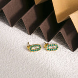 OVAL DIAMOND TITANIUM STEEL EARRINGS_CWMM3669