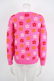 Versatile Flower-Printed Warm Threaded Sweater