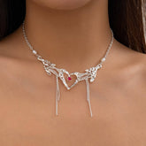 HEART TASSEL PERSONALIZED RHINESTONE NECKLACE_CWAJE1927