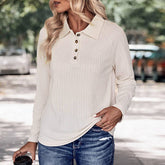 Womens Solid Color Long-Sleeved Sweater